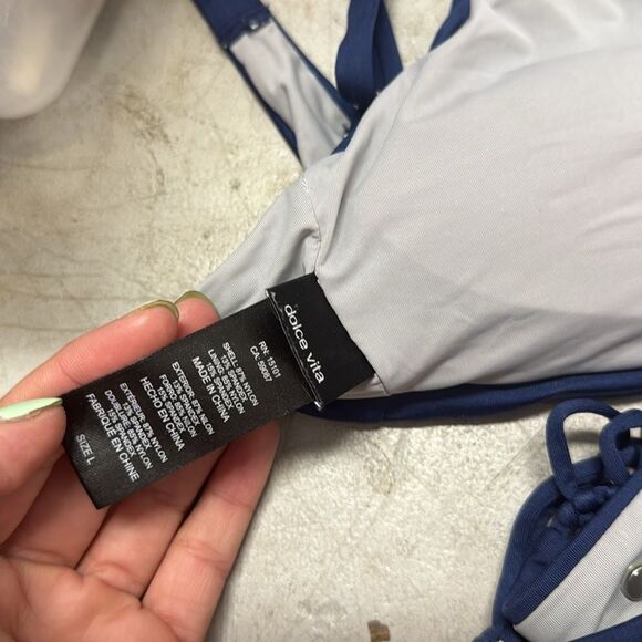 Dolce Vita Blue Bikini Swimwear Set Size Large - NWT - Adjustable Straps - Picture 4 of 5